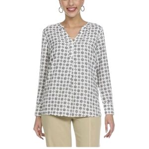Adrianna Papell Black and White Geometric Blouse